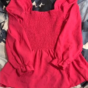 Elegant Pink Smocked Women's Top